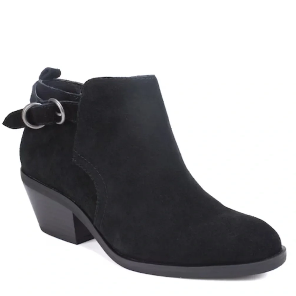 White Mountain Sadie Women’s Black Suede Western Buckle Booties Size 7.5